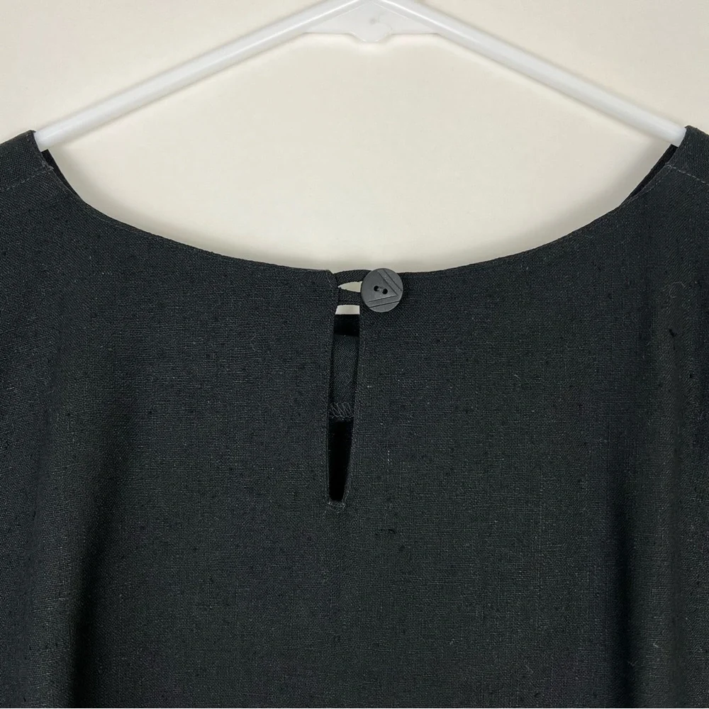 Pastorale silk short sleeve blouse black M - Picture 6 of 9